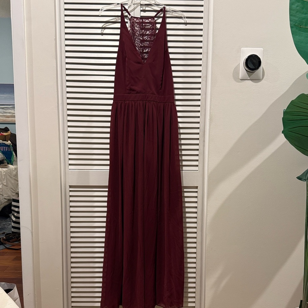 Lulus Burgundy Lace Maxi Dress